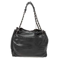 Pre Owned Chanel Black Leather Accordion Shoulder Bag