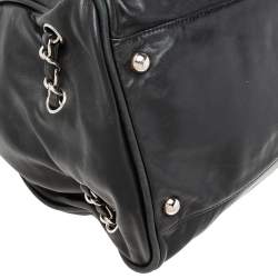 Pre Owned Chanel Black Leather Accordion Shoulder Bag