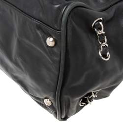 Pre Owned Chanel Black Leather Accordion Shoulder Bag