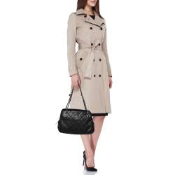 مملوكة مسبقًا حقيبة يد شانيل كراون سي سي جلد كافيار مبطن سوداء صغيرة