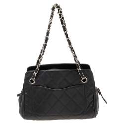 مملوكة مسبقًا حقيبة يد شانيل كراون سي سي جلد كافيار مبطن سوداء صغيرة