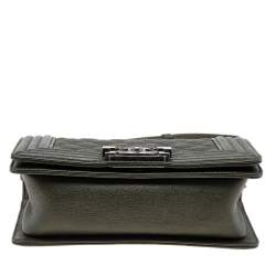 Pre Owned حقيبة شانيل بوي جلد مبطن أخضر بقلاب صغيرة