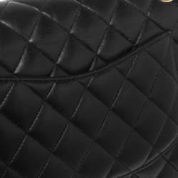 Pre Owned حقيبة شانيل كلاسيك جلد مبطن أسود بقلاب مزدوج متوسطة