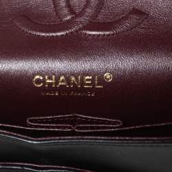 Pre Owned حقيبة شانيل كلاسيك جلد مبطن أسود بقلاب مزدوج متوسطة