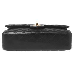 Pre Owned حقيبة شانيل كلاسيك جلد مبطن أسود بقلاب مزدوج متوسطة