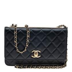 Chanel Black Quilted Leather Trendy CC Wallet On Chain Chanel