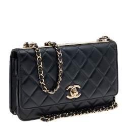 Pre Owned Chanel Black Quilted Leather Trendy CC Wallet On Chain
