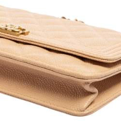 مملوكة مسبقًا محفظة بسلسلة شانيل بوي جلد مبطن أخضر