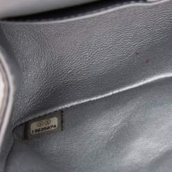 Pre Owned Chanel Silver Quilted Crinkled Leather 2.55 Reissue 224 Double Flap Bag
