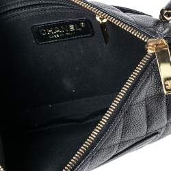 Pre Owned Chanel Black Quilted Caviar Leather CC Timeless Pochette Bag