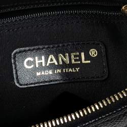 Pre Owned Chanel Black Quilted Caviar Leather CC Timeless Pochette Bag