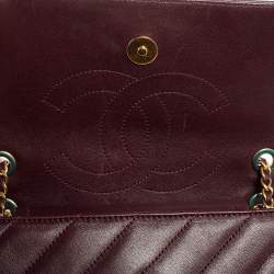 Pre Owned Chanel Burgundy Diagonal Quilted Leather Coco Jumbo Flap Bag