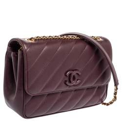 Pre Owned Chanel Burgundy Diagonal Quilted Leather Coco Jumbo Flap Bag