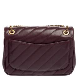 Pre Owned Chanel Burgundy Diagonal Quilted Leather Coco Jumbo Flap Bag