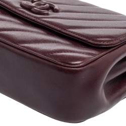 Pre Owned Chanel Burgundy Diagonal Quilted Leather Coco Jumbo Flap Bag