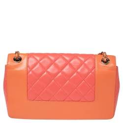 Chanel Orange/Pink Quilted Leather Classic Mademoiselle Vintage Flap Bag