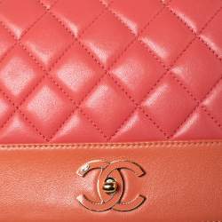 Chanel Orange/Pink Quilted Leather Classic Mademoiselle Vintage Flap Bag