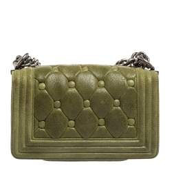 Pre Owned حقيبة شانيل تشيسترفيلد بادينغ بوي جلد نوبوك مبطن بني بقلاب صغيرة 