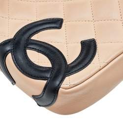 مملوكة مسبقًا Chanel Beige/Black Quilted Leather Ligne Cambon Pochette