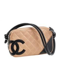 مملوكة مسبقًا Chanel Beige/Black Quilted Leather Ligne Cambon Pochette