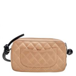 مملوكة مسبقًا Chanel Beige/Black Quilted Leather Ligne Cambon Pochette