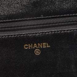 Chanel Metallic Black Iridescent Canvas Edinburgh Wallet On Chain
