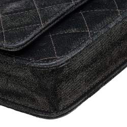 Chanel Metallic Black Iridescent Canvas Edinburgh Wallet On Chain