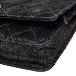 Chanel Metallic Black Iridescent Canvas Edinburgh Wallet On Chain