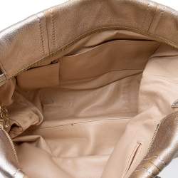 Pre Owned Chanel Metallic Beige Leather Modern Chain E/W Tote