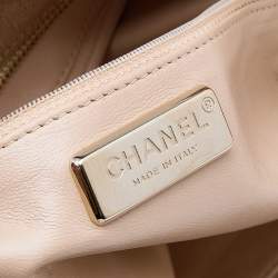 Pre Owned Chanel Metallic Beige Leather Modern Chain E/W Tote