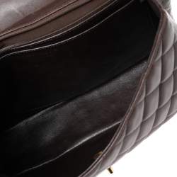Pre Owned حقيبة شانيل جامبو كلاسيك جلد مبطن بني شوكولاتة  ذات قلاب واحد