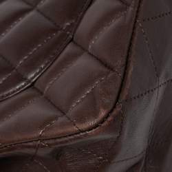 Pre Owned حقيبة شانيل جامبو كلاسيك جلد مبطن بني شوكولاتة  ذات قلاب واحد