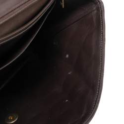 Pre Owned حقيبة شانيل جامبو كلاسيك جلد مبطن بني شوكولاتة  ذات قلاب واحد