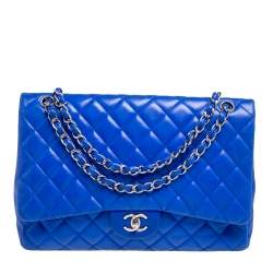 Chanel Royal Blue Quilted Leather Maxi Classic Single Flap Bag Chanel