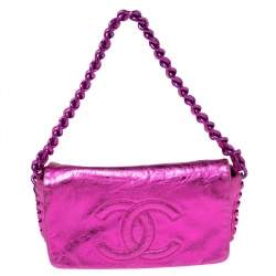 LIMITED EDITION* Chanel Pink Metallic Single Flap Shoulder Bag in Lam –  Sellier