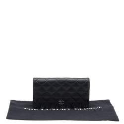 Chanel Black Quilted Leather Yen Continental Wallet