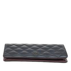 Chanel Black Quilted Leather Yen Continental Wallet