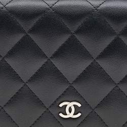 Chanel Black Quilted Leather Yen Continental Wallet