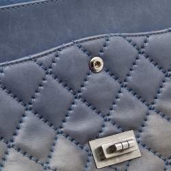 Chanel Blue Quilted Leather Wild Stitch Reissue 2.55 Classic 227 Double Flap Bag