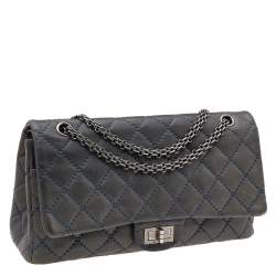 Chanel Blue Quilted Leather Wild Stitch Reissue 2.55 Classic 227 Double Flap Bag