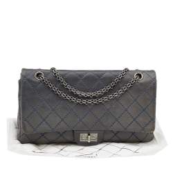 Chanel Blue Quilted Leather Wild Stitch Reissue 2.55 Classic 227 Double Flap Bag