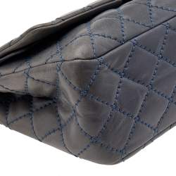 Chanel Blue Quilted Leather Wild Stitch Reissue 2.55 Classic 227 Double Flap Bag