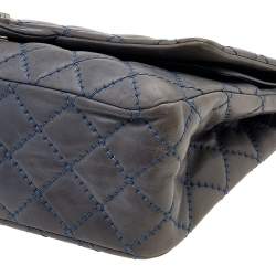 Chanel Blue Quilted Leather Wild Stitch Reissue 2.55 Classic 227 Double Flap Bag
