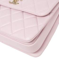 Pre Owned Chanel Pink Quilted Leather Small Trendy CC Flap Top Handle Bag