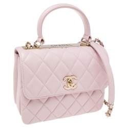 Pre Owned Chanel Pink Quilted Leather Small Trendy CC Flap Top Handle Bag