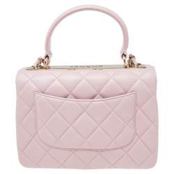 Pre Owned Chanel Pink Quilted Leather Small Trendy CC Flap Top Handle Bag