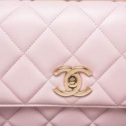 Pre Owned Chanel Pink Quilted Leather Small Trendy CC Flap Top Handle Bag