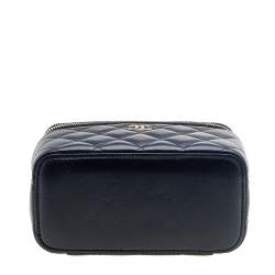 Pre Owned Chanel Black Quilted Leather Small Vanity Case Bag