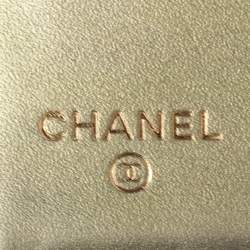 Pre Owned Chanel Pale Gold Quilted Leather L Yen Wallet