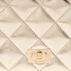 Pre Owned Chanel Pale Gold Quilted Leather L Yen Wallet